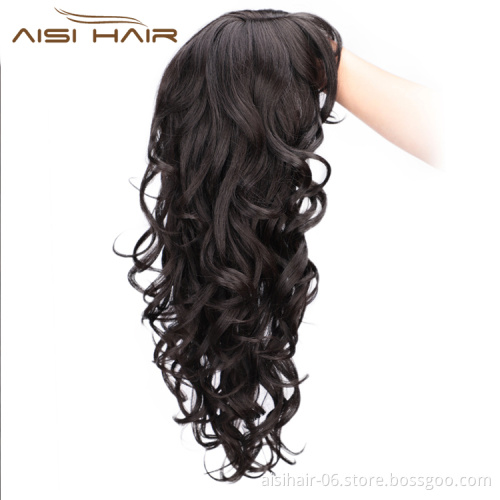 Heat Resistant Synthetic Long Wavy Black Body Wave Cosplay Party Fashion Fiber Hair Wig For Black Women Wigs